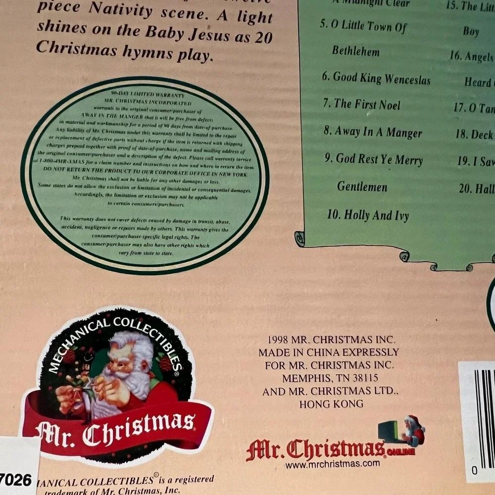Vintage Mr. Christmas Away in the Manger Animated‎ Nativity 20 Hymns Tested
